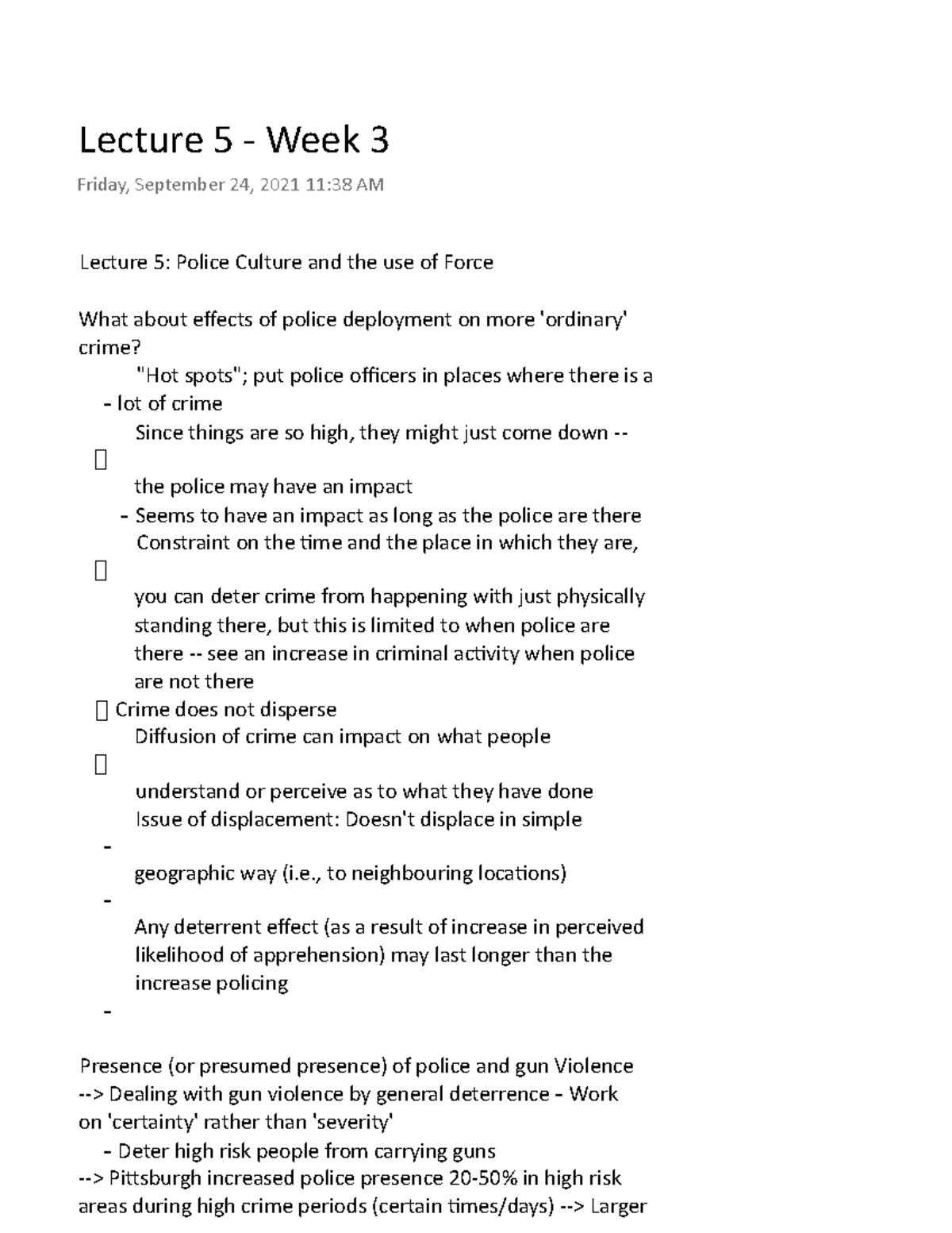 Lecture 5 - Week 3 Notes - Lecture 5 - Week 3 Friday, September 24 ...