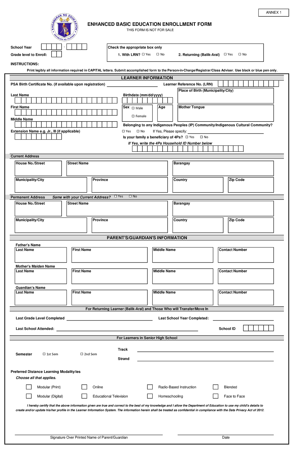 Enhanced BEEF one page default - ENHANCED BASIC EDUCATION ENROLLMENT ...