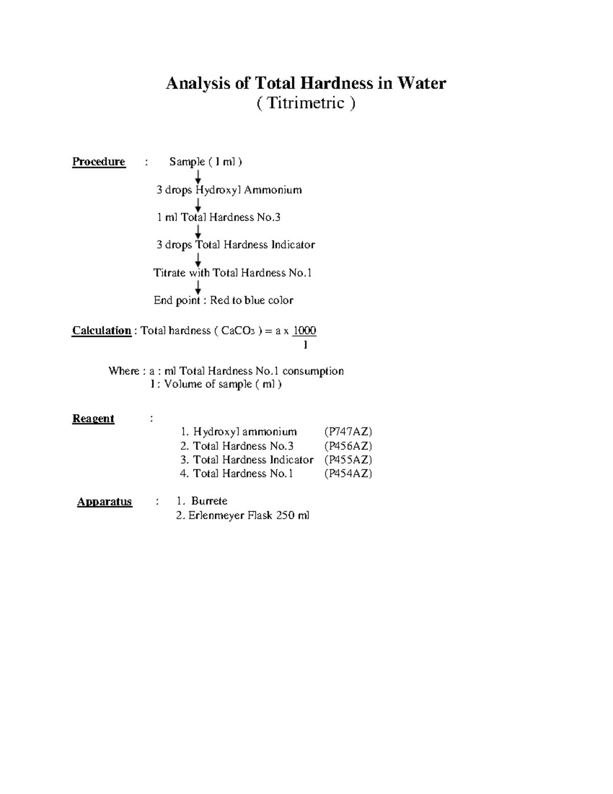 SOP Analisa air boiler Analysis of Total Hardness in Water