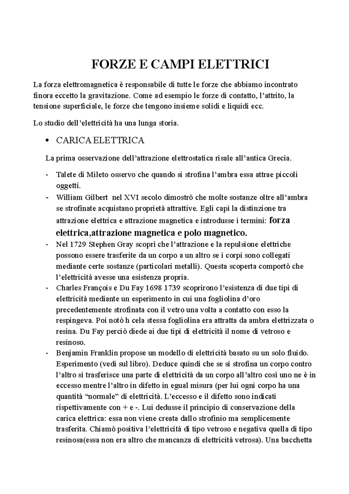 esercizi su forze elettriche e campi elettrici