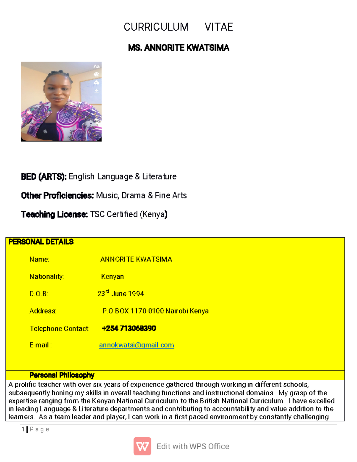 sample-of-a-digital-resume-curriculum-vitae-ms-annorite-kwatsima-bed