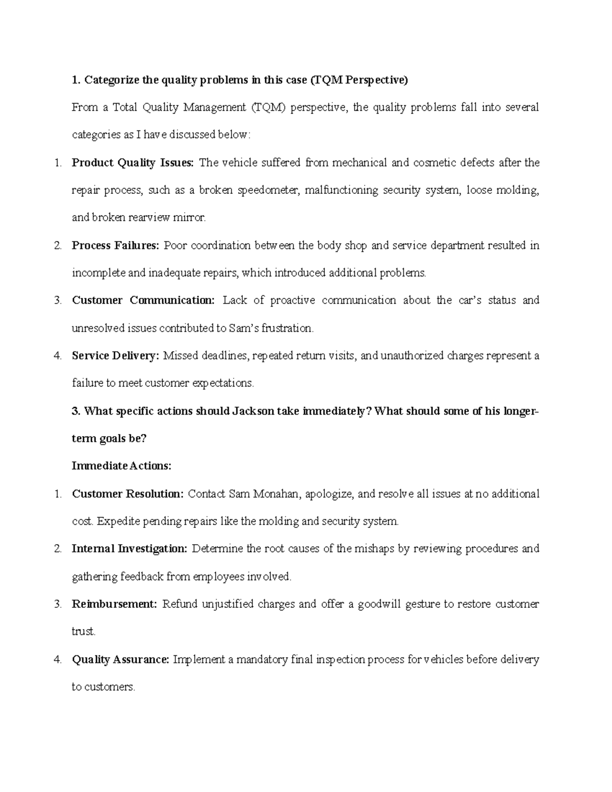 Case study chapter 13 - My assignment work - Categorize the quality ...