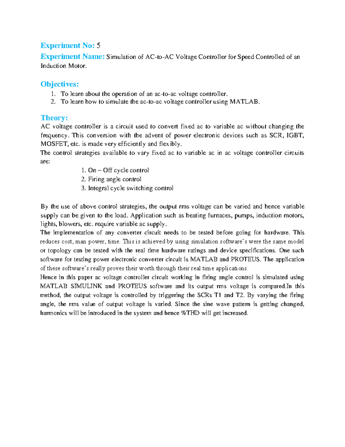 LabReport5 Lab Report for Power System Protection Experiment No