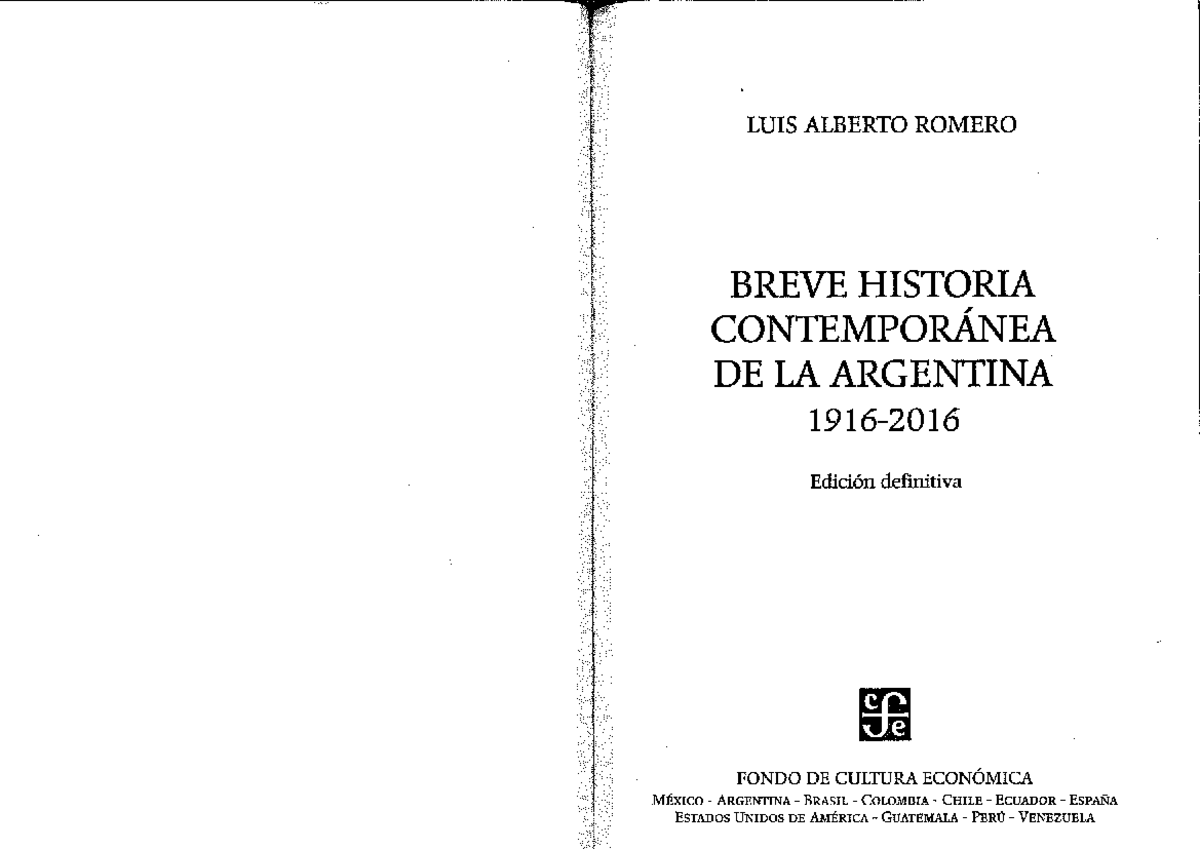 Romero - Breve Historia Contemporanea DE LA Argentina 1916-2016 ...