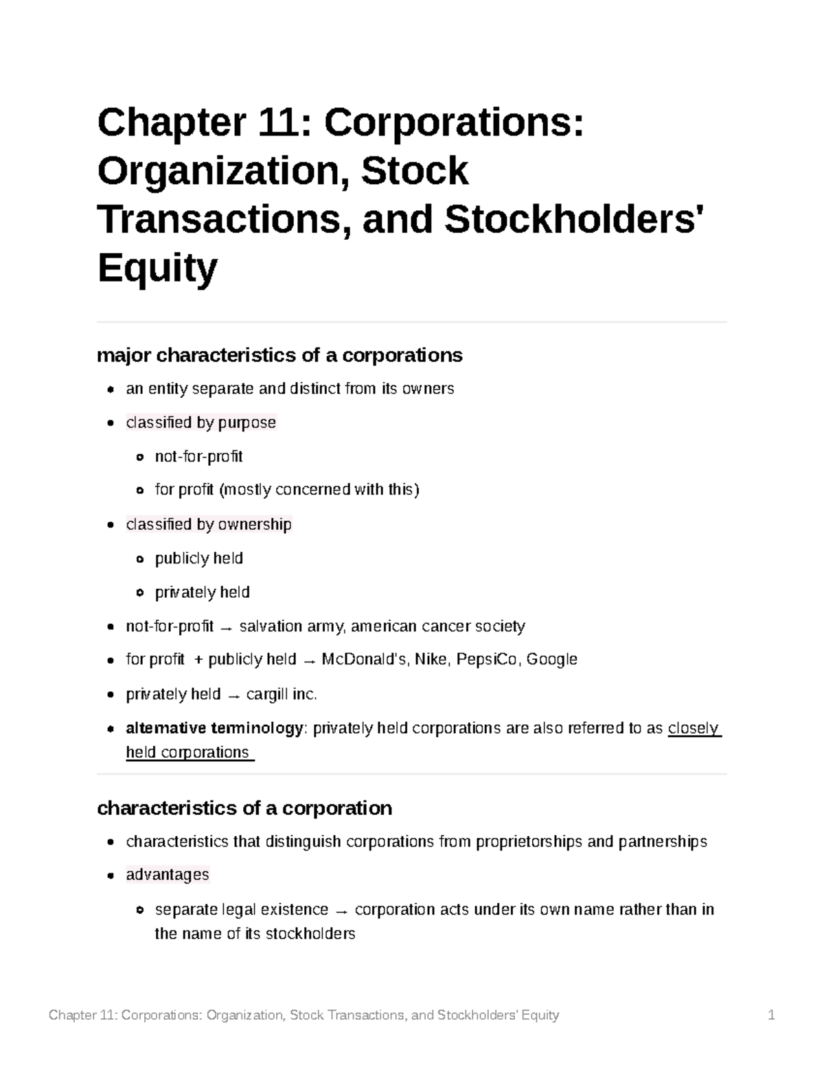 Chapter 11 Corporations Organization Stock Transactions and ...