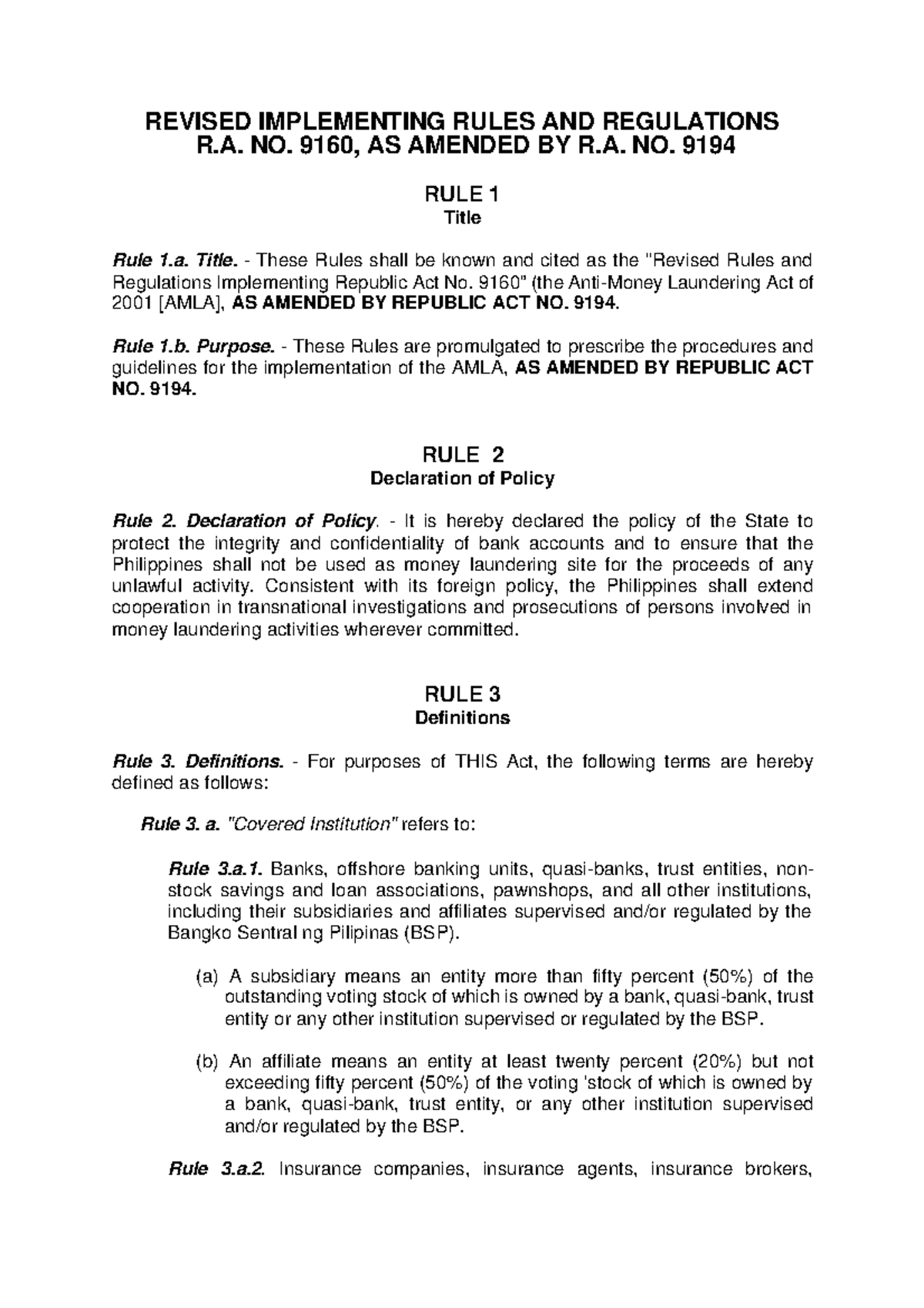 8.4AMLA Law RA9194 IRR[56] - REVISED IMPLEMENTING RULES AND REGULATIONS ...
