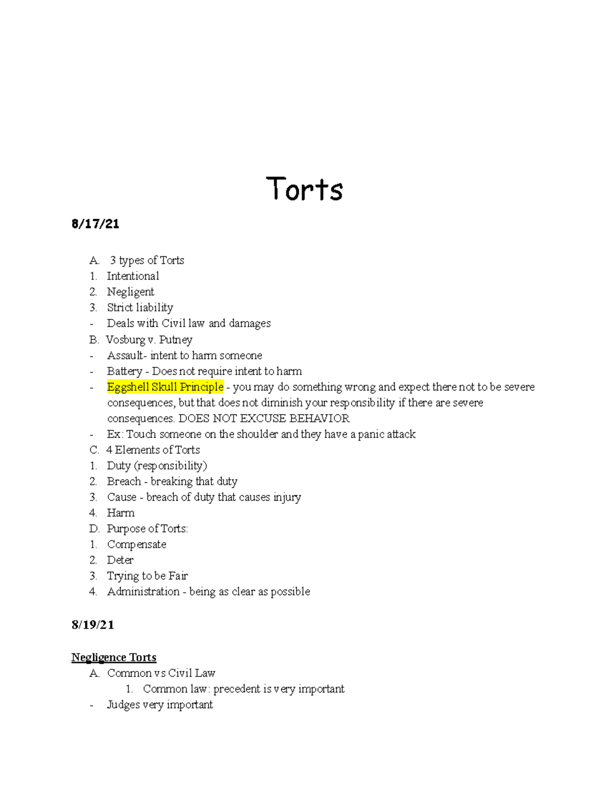 torts-lecture-notes-1st-8-weeks-torts-8-17-a-3-types-of-torts