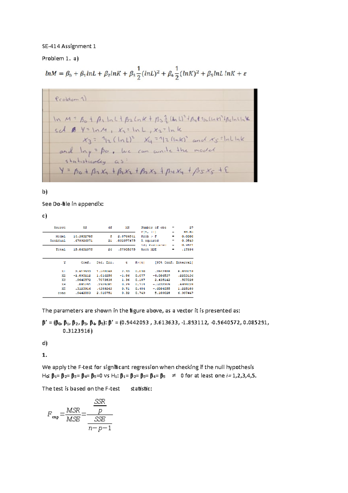 SE414 Mandatory Assignment 1 Multiple choice solution sheet. - SE-414 ...