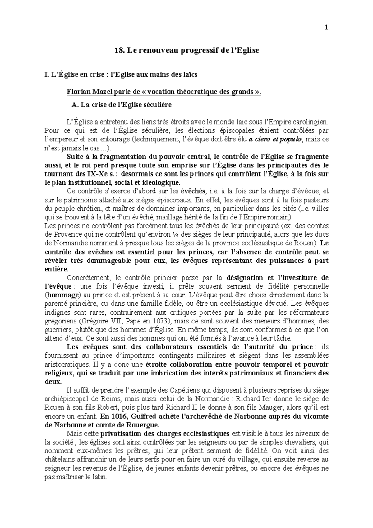 18. Le renouveau de l'Eglise durant l'An Mil - 18. Le renouveau ...