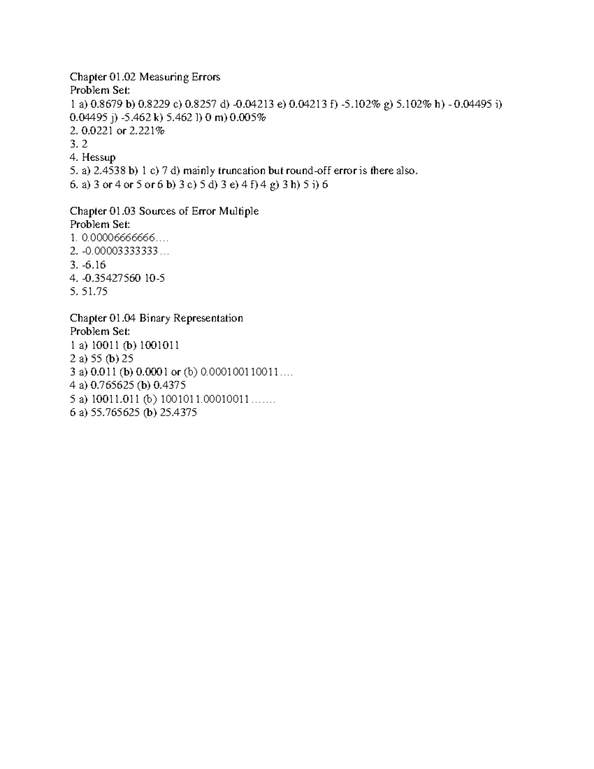 HW Errors Binary Decimal Conversion Solution - Chapter 01 Measuring ...