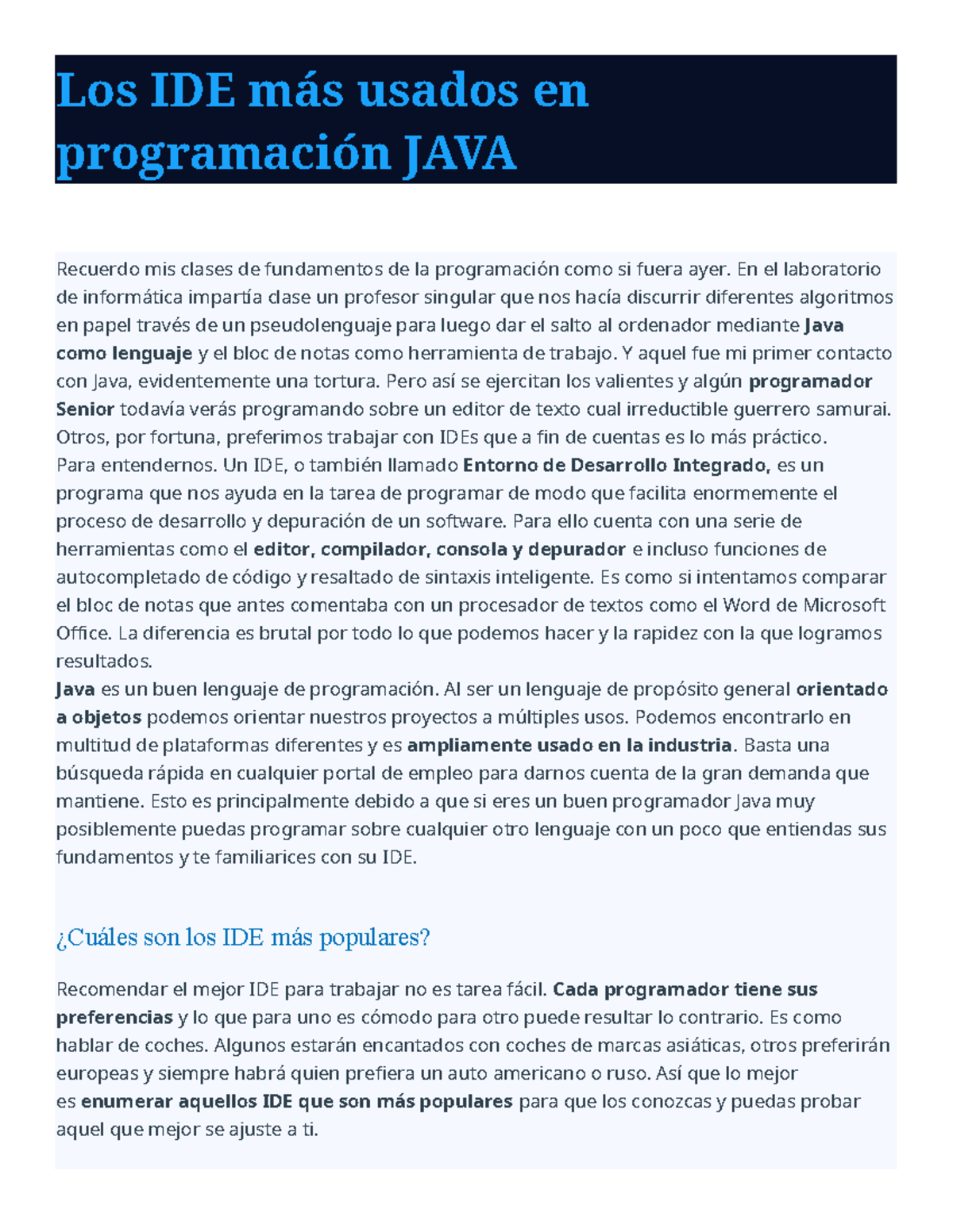 Los IDE más usados en programación JAVA - Los IDE más usados en ...