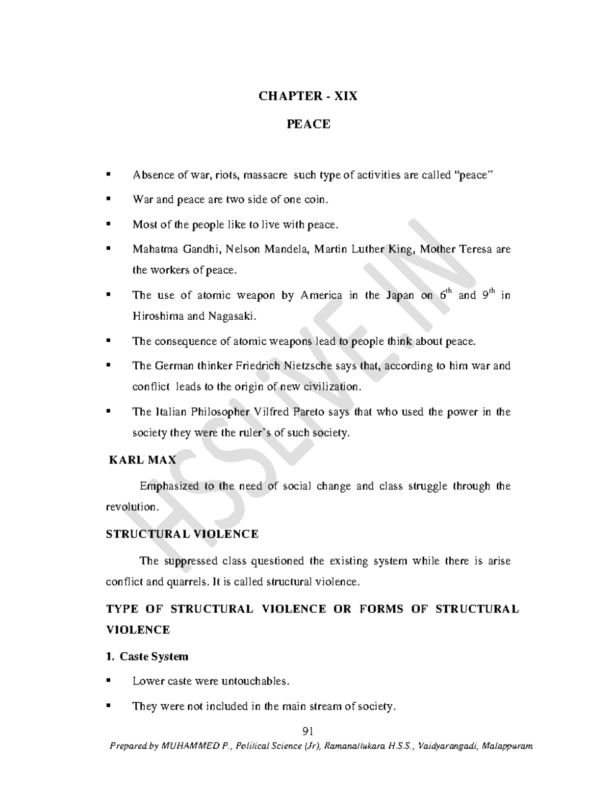 XI Politics Chapter 19 Study Note - 91 Prepared By MUHAMMED P ...