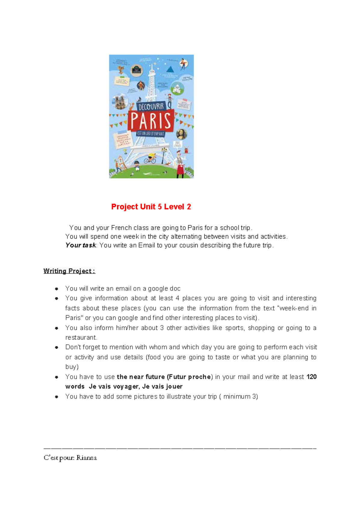 Copy of Project Unit 5 Level 2 ” - Project Unit 5 Level 2 You and your ...