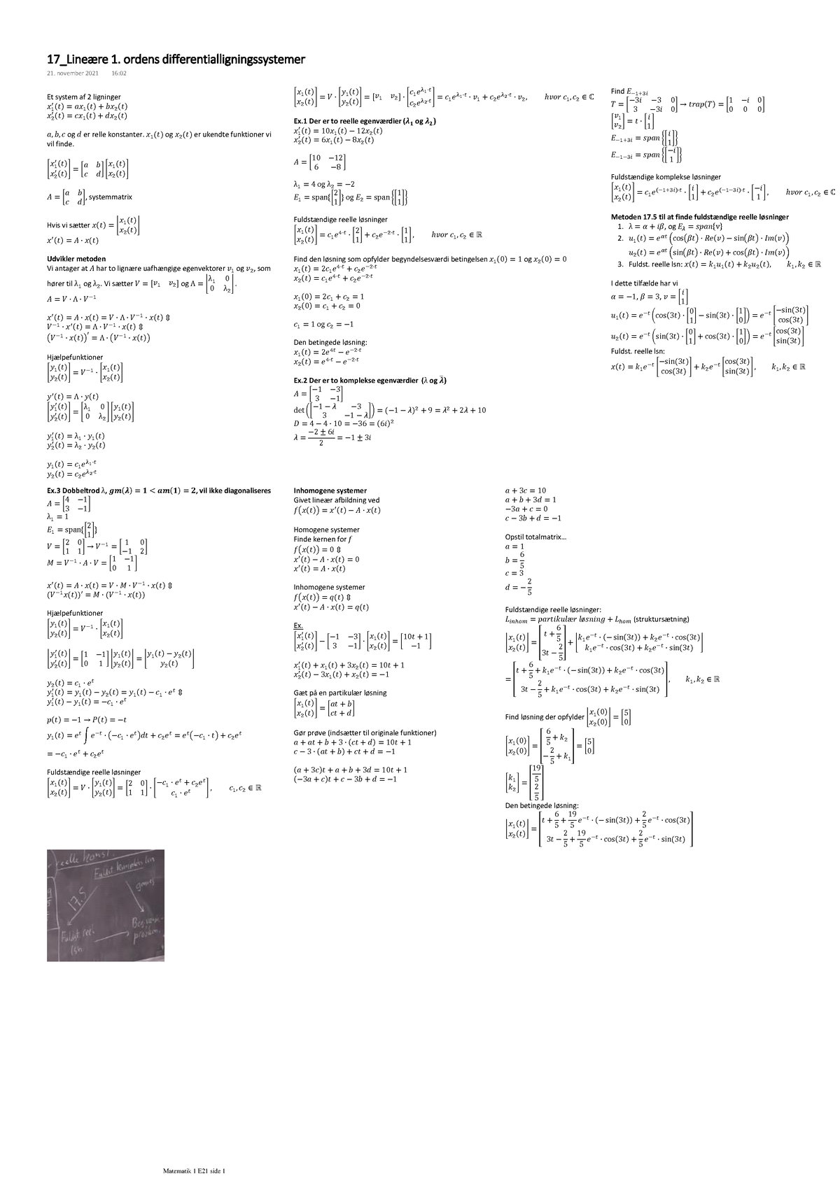 17 Lineære 1. Ordens Differentialligningssystemer - Et System Af 2 ...