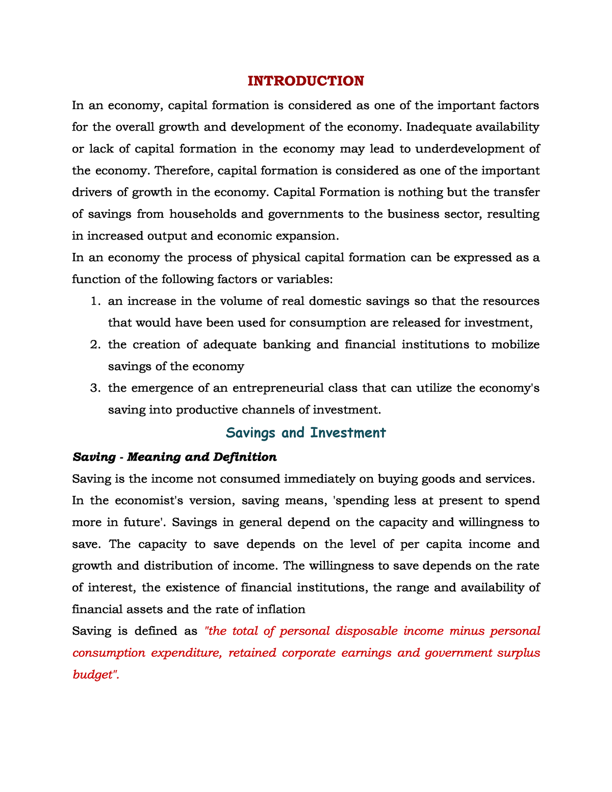 Introduction To Financial System - INTRODUCTION In An Economy, Capital ...