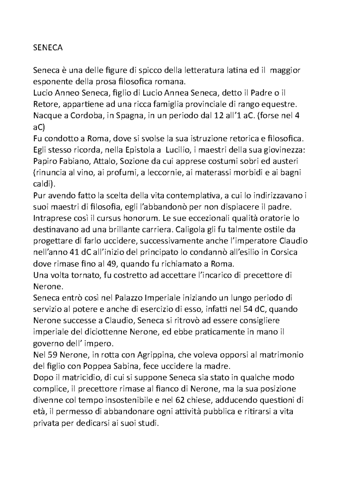 Seneca - SENECA Seneca è una delle figure di spicco della letteratura ...