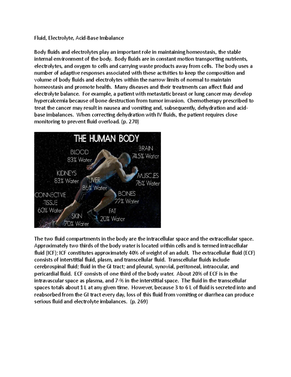 Ch 16 ppx notes - Fluid, Electrolyte, Acid-Base Imbalance Body fluids ...