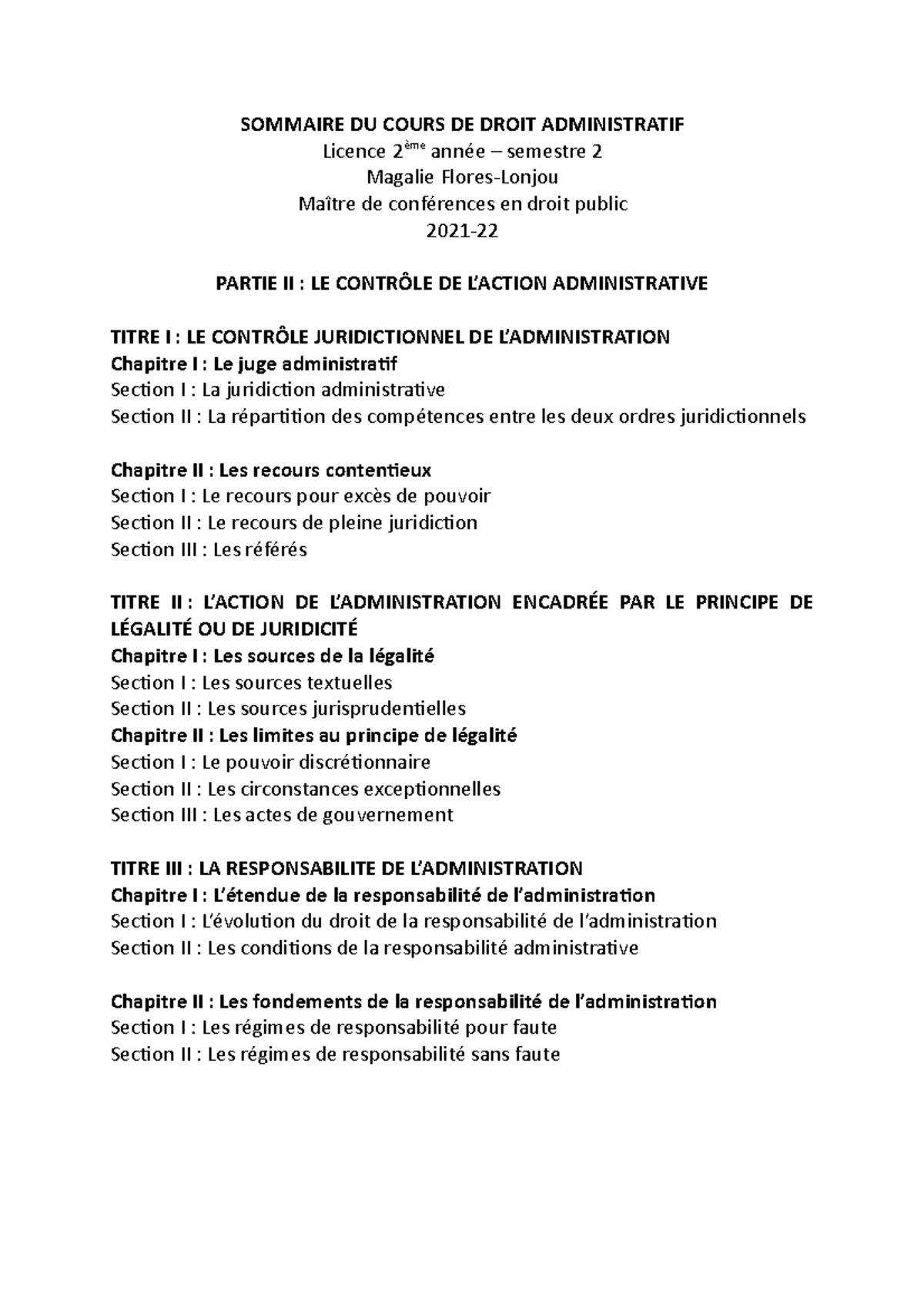 Plan De Cours- Droit Des Obligations 2022 - SOMMAIRE DU COURS DE DROIT ...