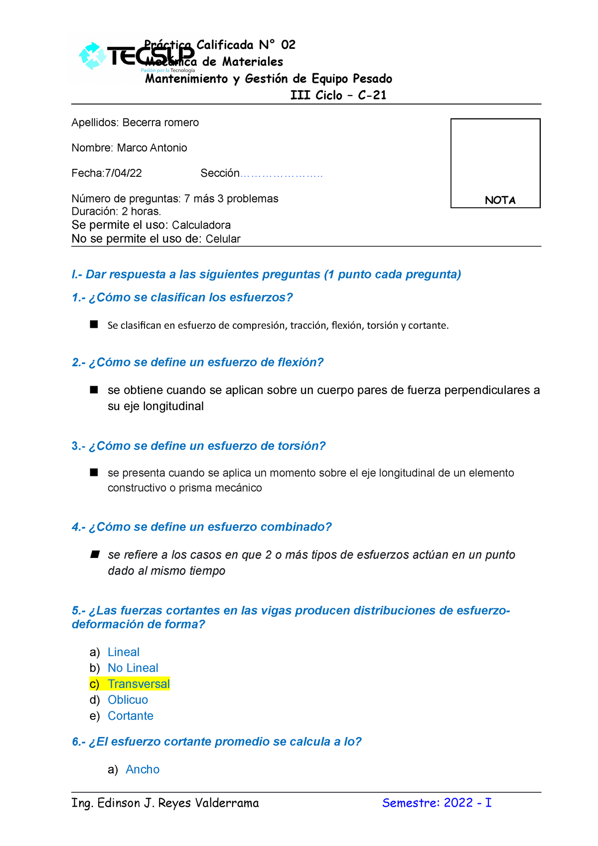 PRACTICA- CALIFICADA-TEORIA-EJERCICIOS. 02-MM 03/05/2022 Resuelto ...