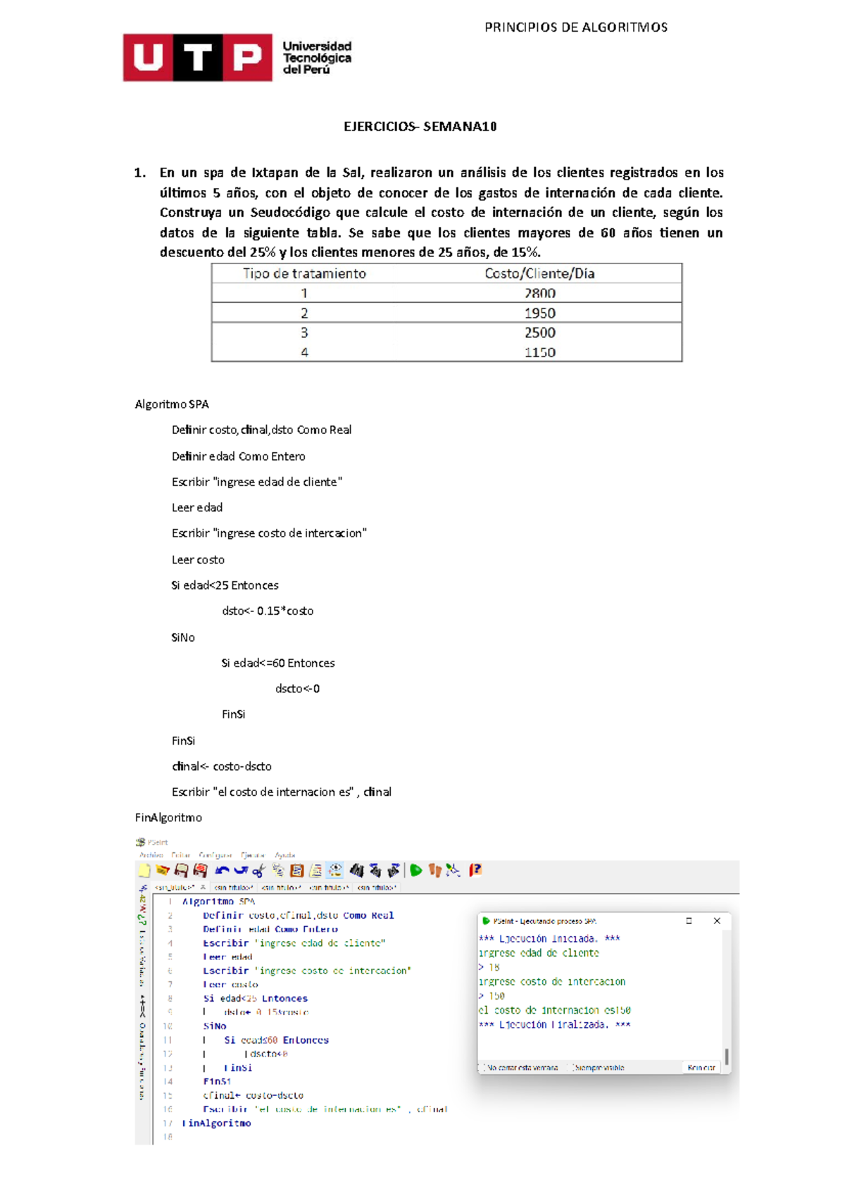 Ejercicios Semana 10 Tarea Principios De Algoritmos Ejercicios