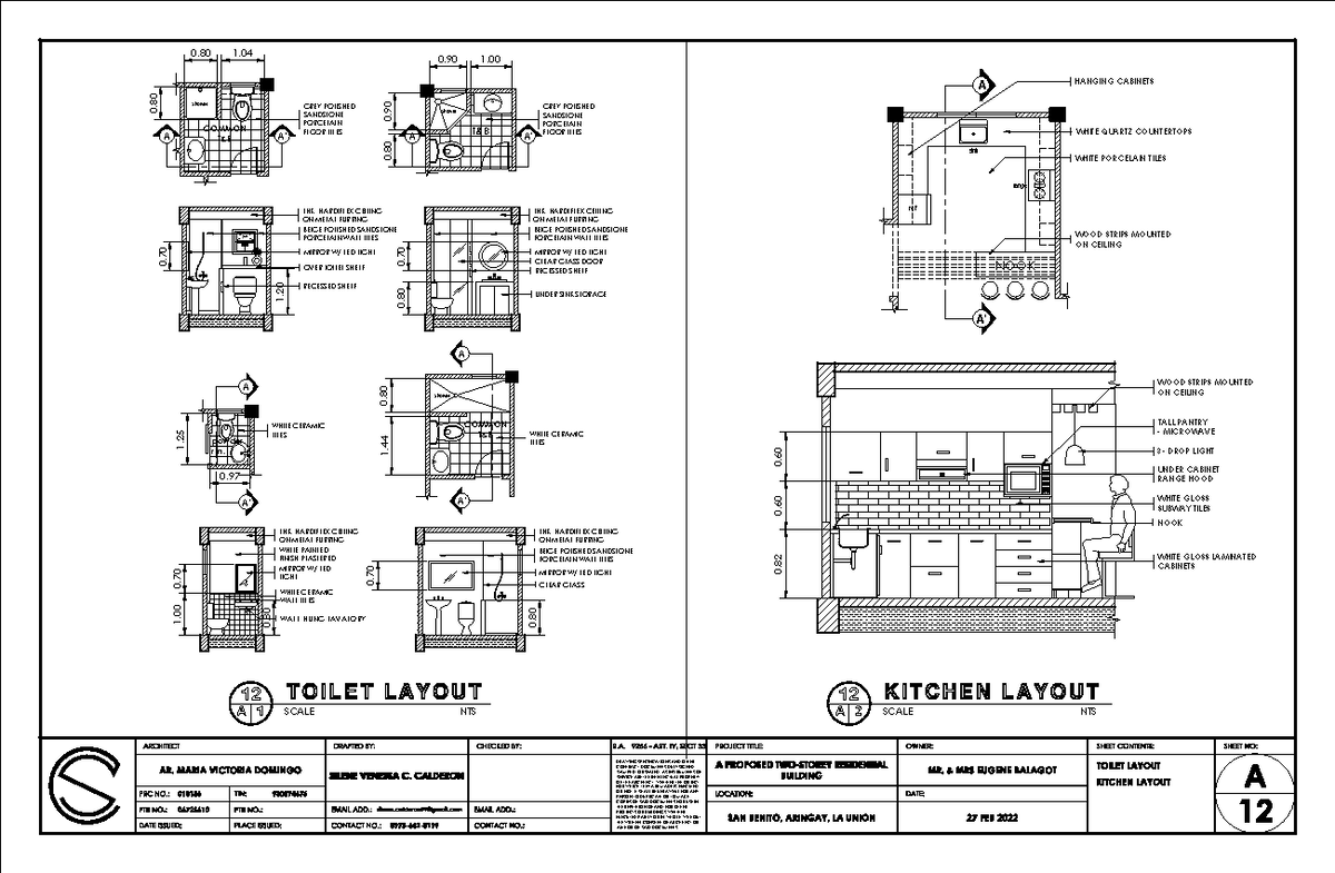 DETS - copy - KITCHEN LAYOUT SCALE NTS 12 A 2 ref sink range NOOK TALL ...
