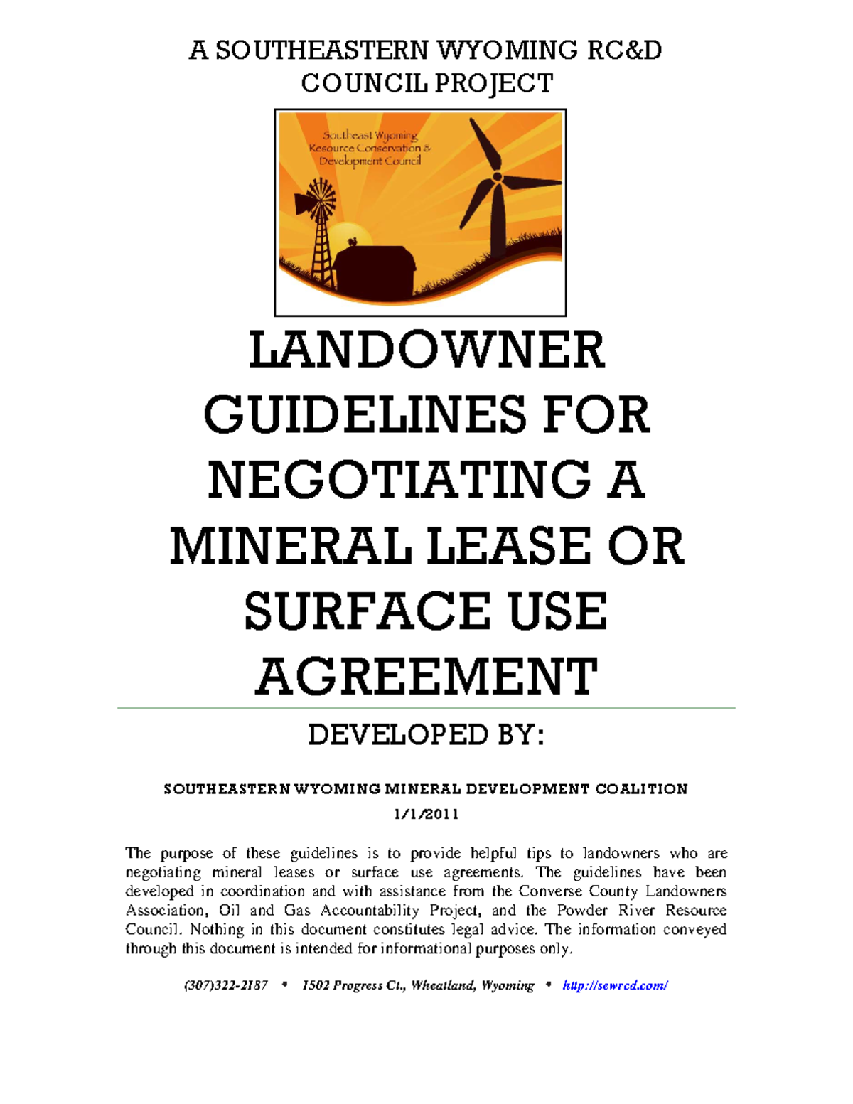 Surface Owner's Negotiation Guide - A SOUTHEASTERN WYOMING RC&D COUNCIL ...