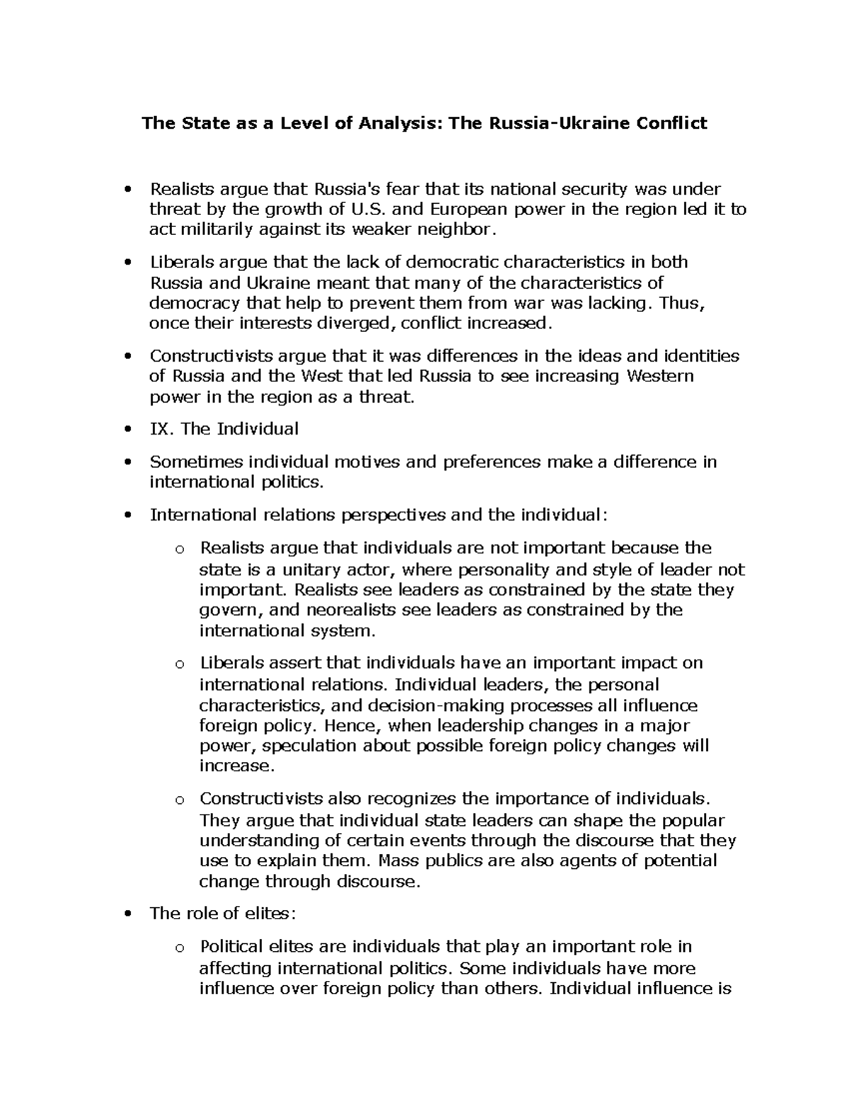 The State as a Level of Analysis - and European power in the region led ...