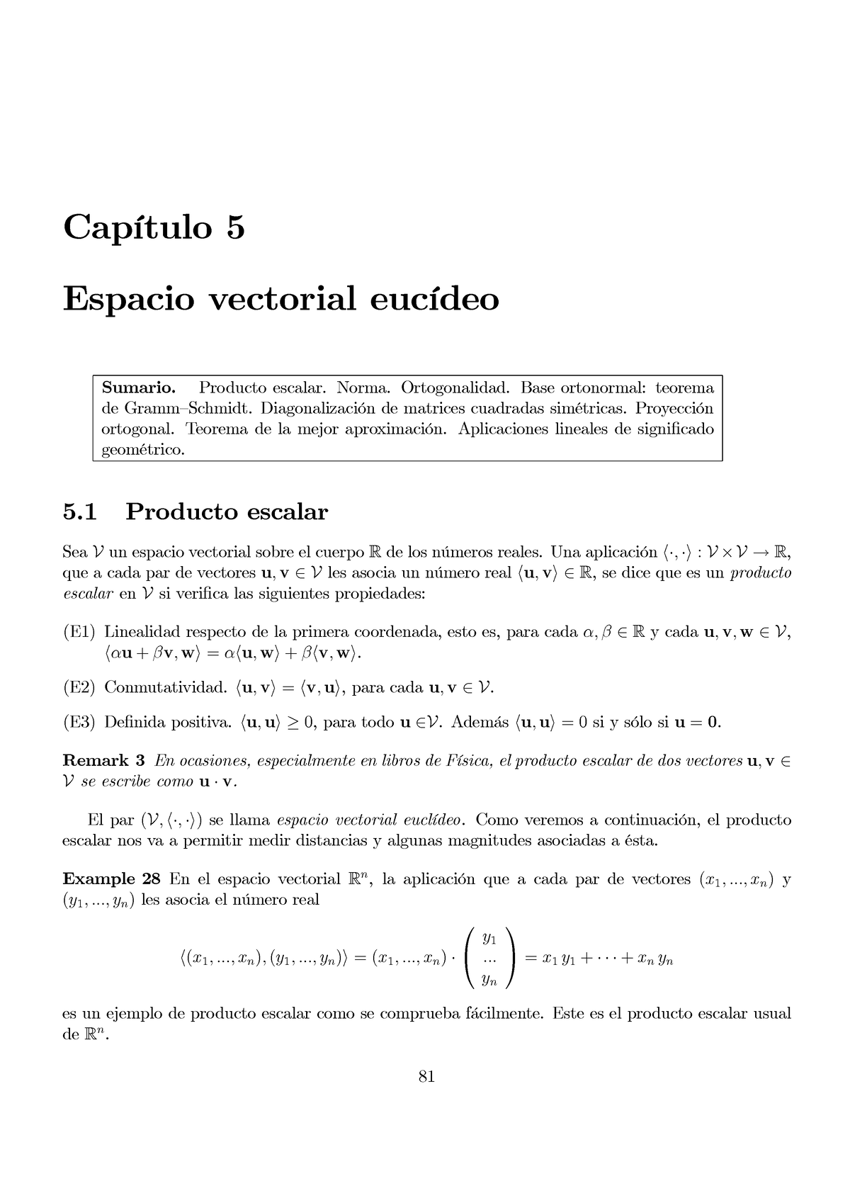 Introducción A Algebra Lineal Espacio Vectorial Euclídeo Capítulo 5 Espacio Vectorial 6780