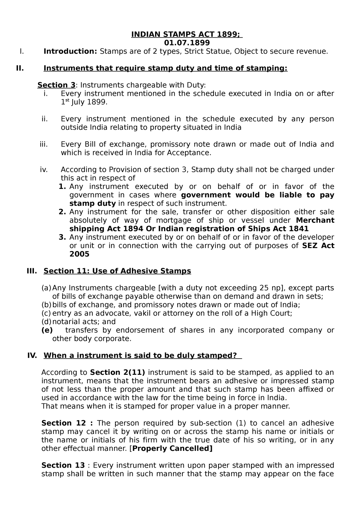 Indian Stamps ACT 1899 - for judicary - INDIAN STAMPS ACT 1899; 01. I ...