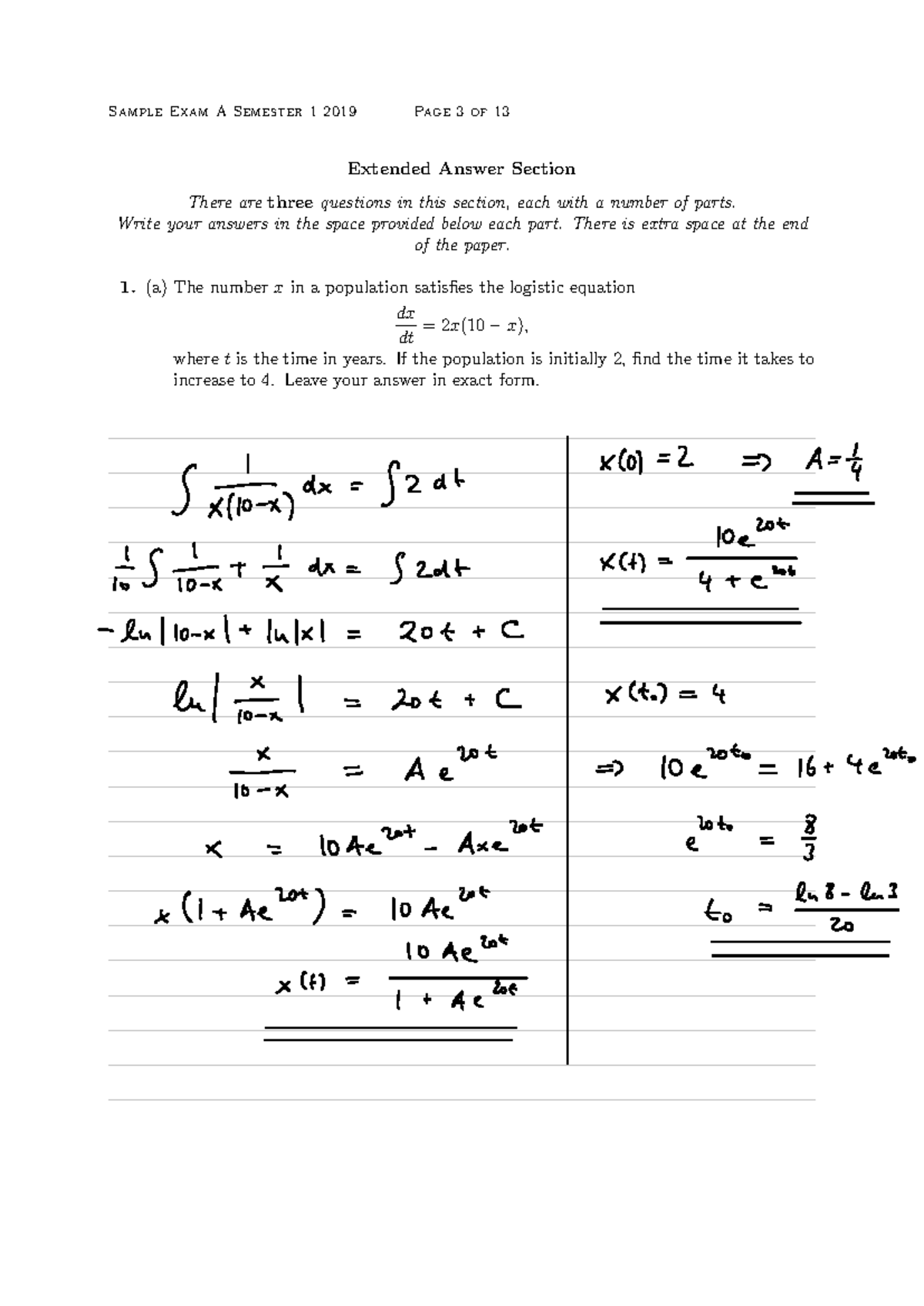 Canvas sample exam solutions - Extended Answer Section There are three ...