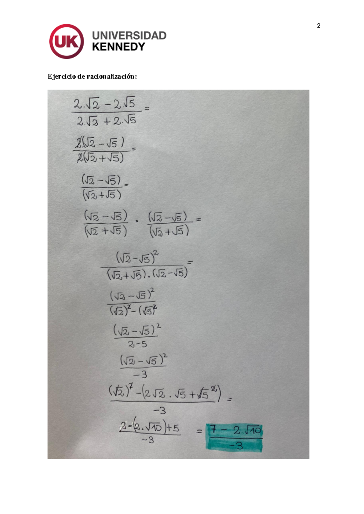 Algebra - Actividad 1 - Unidad 1 - Copia - Álgebra - 2 Ejercicio De ...