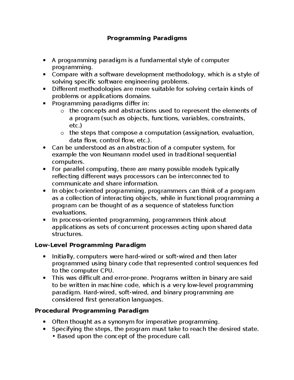 Programming Paradigms - Compare with a software development methodology ...