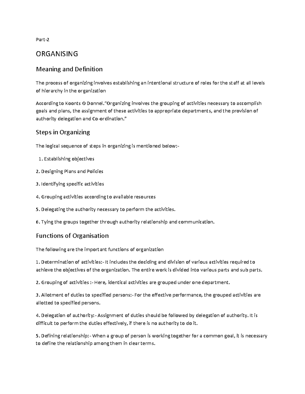 Ch2 part2 - quick revision about business management - Part- ORGANISING ...