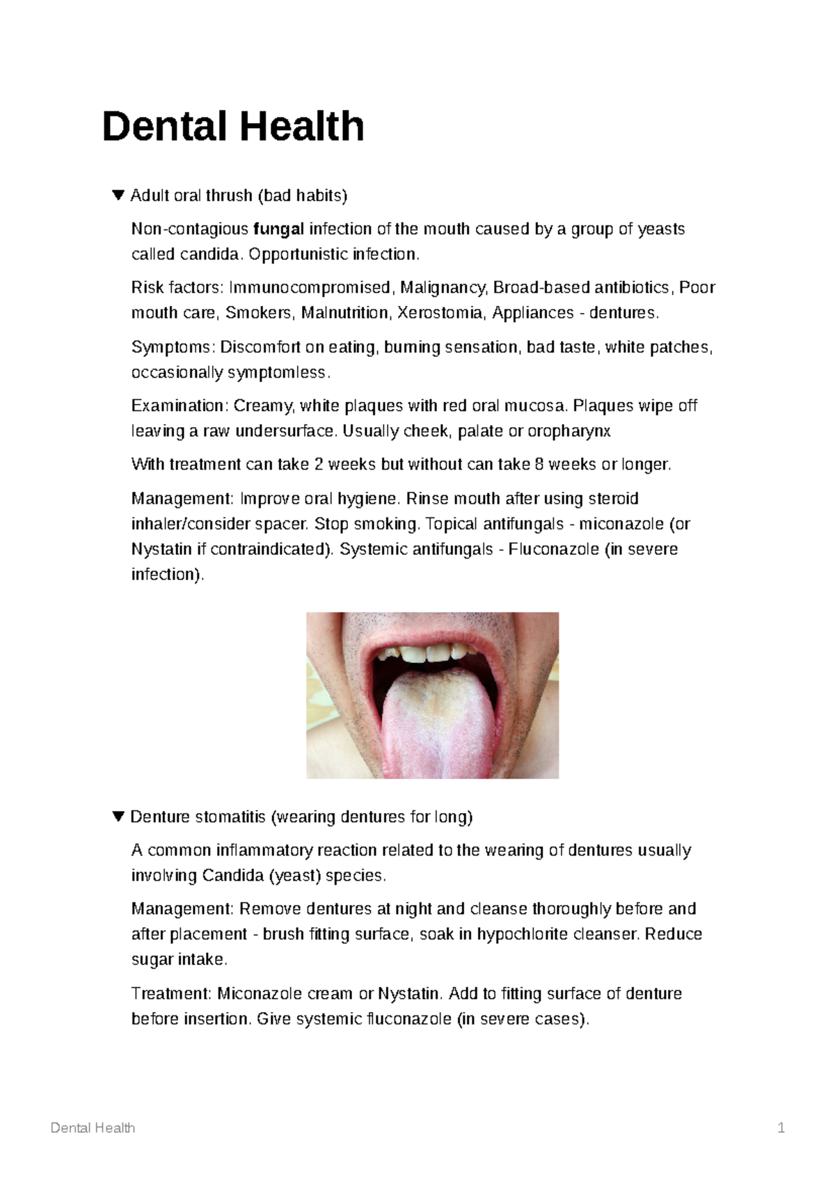 Dental health Dental Health Adult oral thrush (bad habits) Non