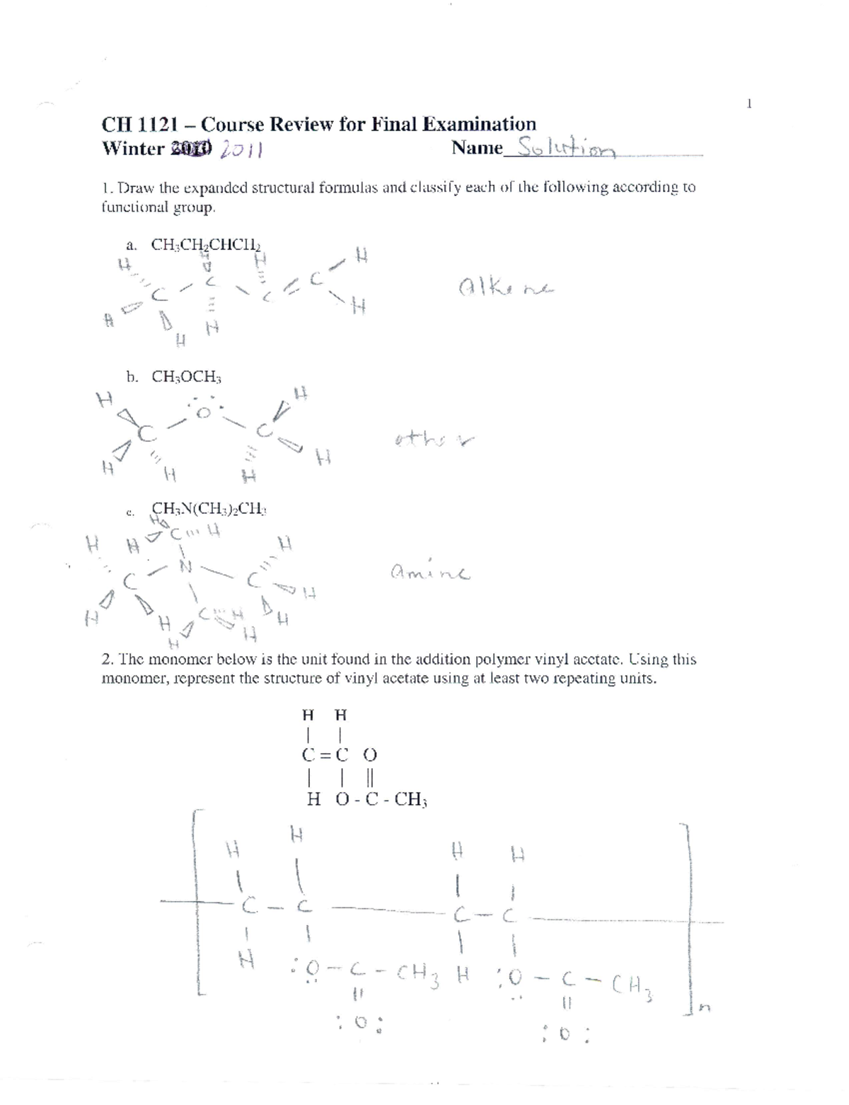 Chemistry Final Review Answers - First Year Engineering Technologies ...