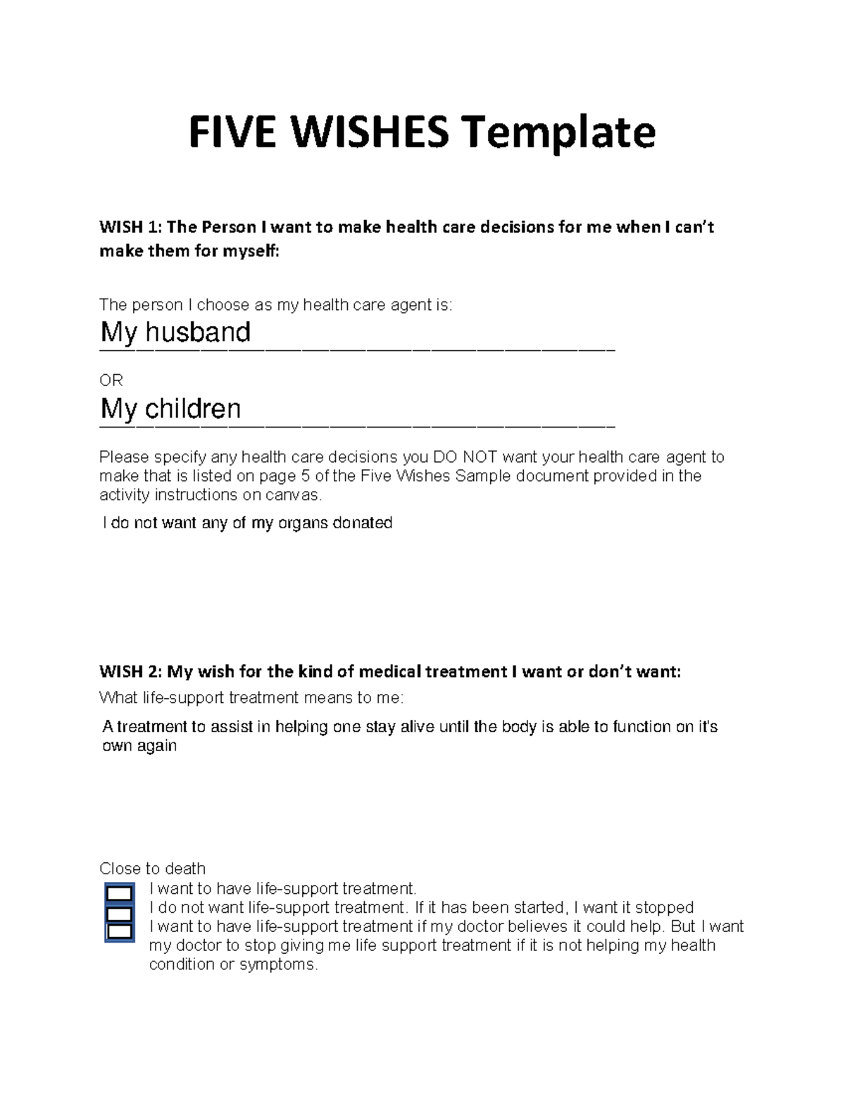 Five wishes template keondra five wishes template wish 1 the person