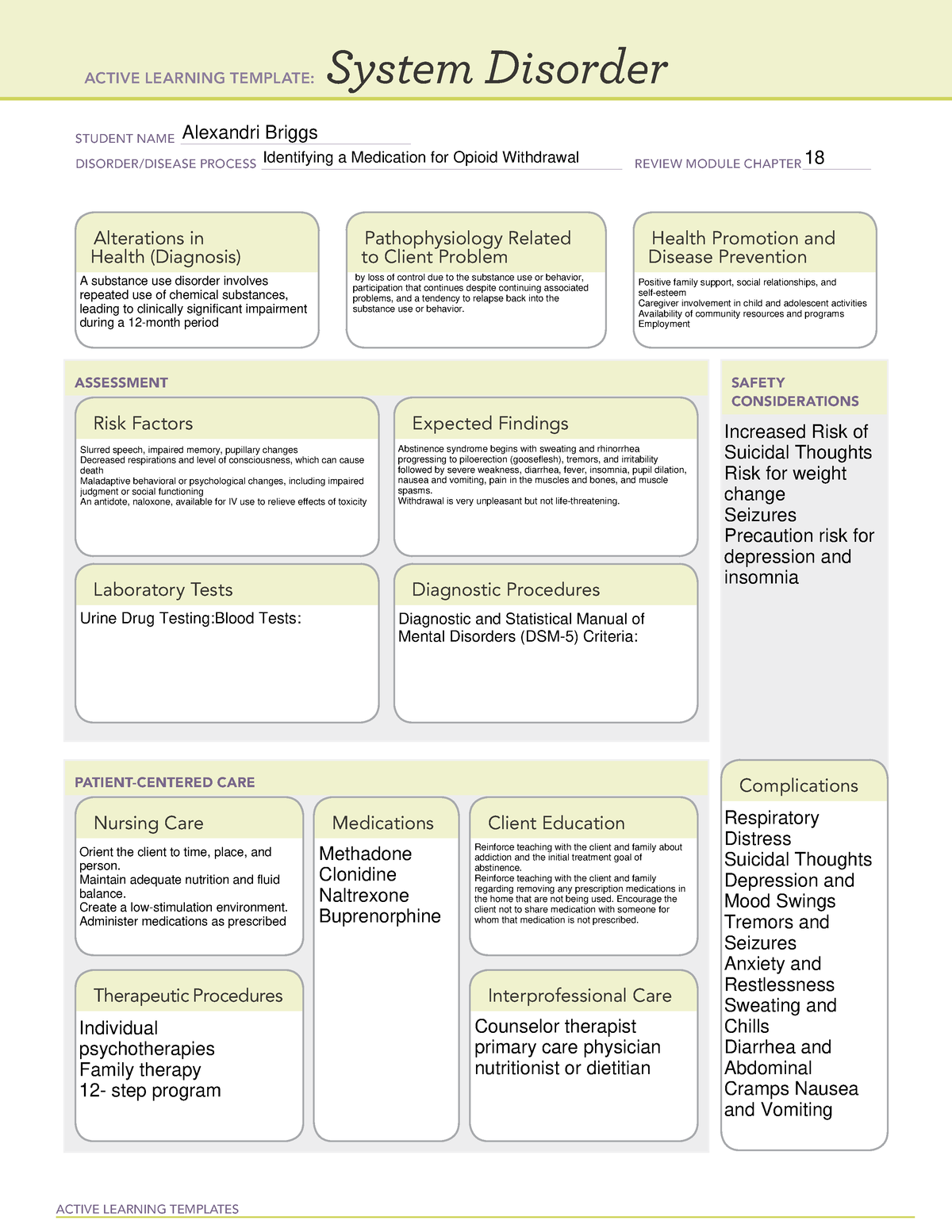 Identifying A Medication For Opioid Withdrawal System Disorder Active Learning Templates