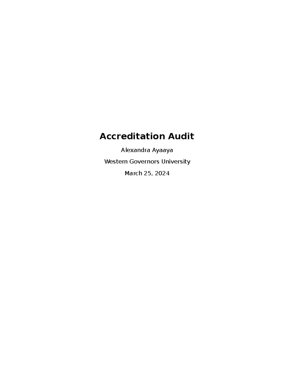 AFT task 3 - Passed on First Attempt - Accreditation Audit Alexandra ...