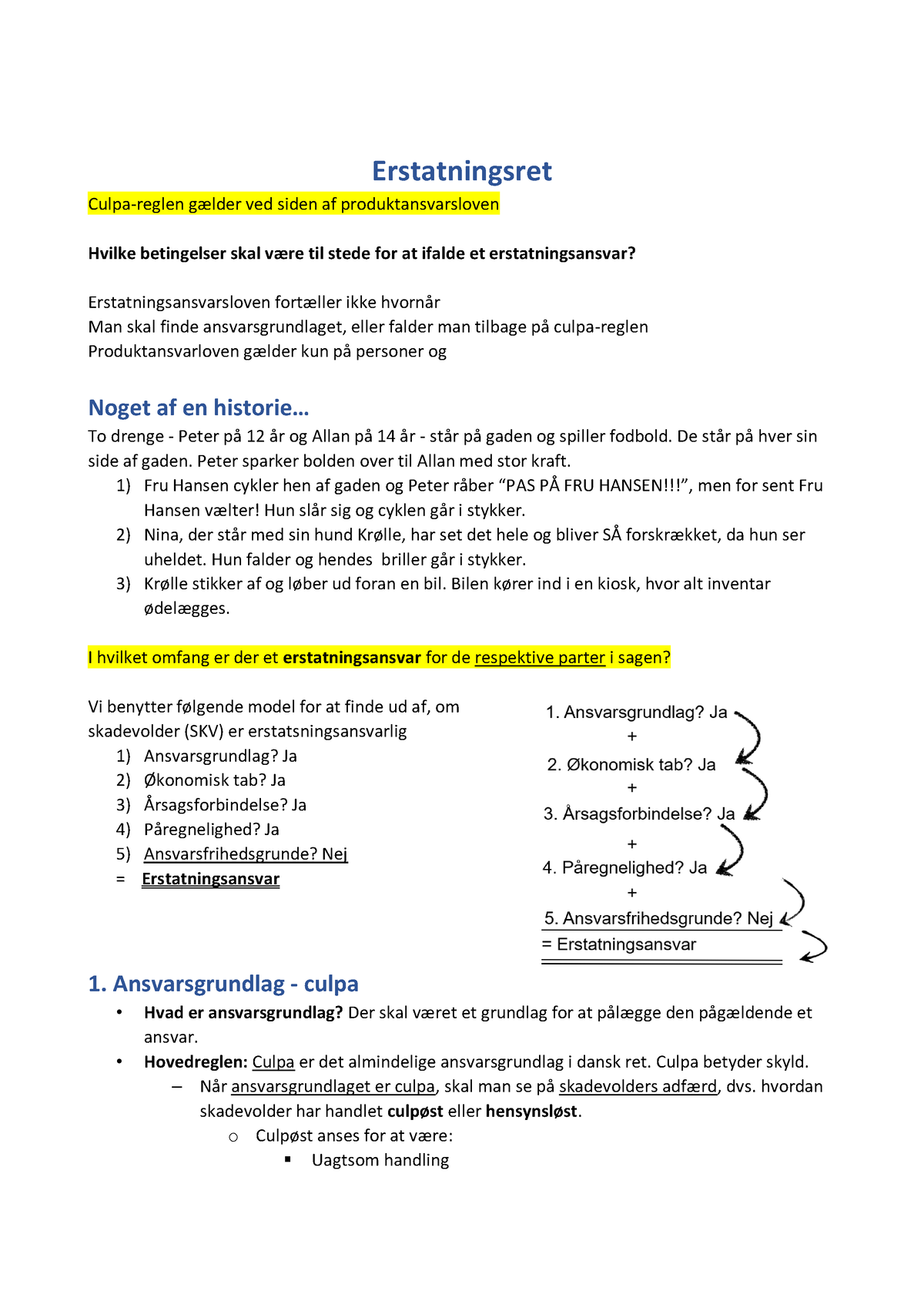 Erstatningsret Og Den Erstatningsansvarlige - Erstatningsret Culpa ...