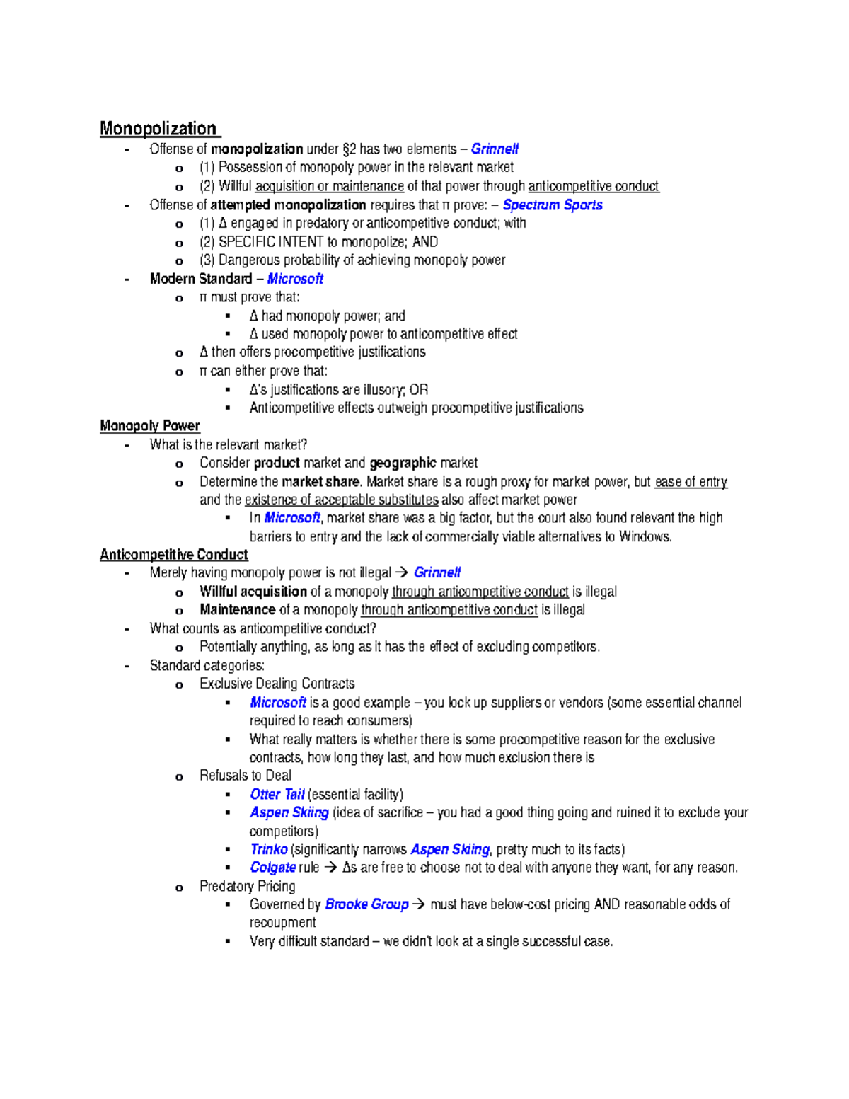Monopolization - Monopolies and not the game - Monopolization - Offense ...