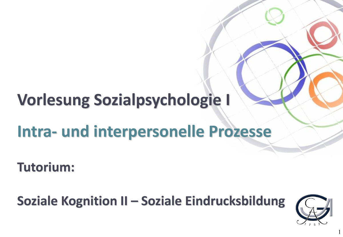 Tutorium Soziale Eindrucksbildung Vorlesung Sozialpsychologie I Intra Und Interpersonelle 4282