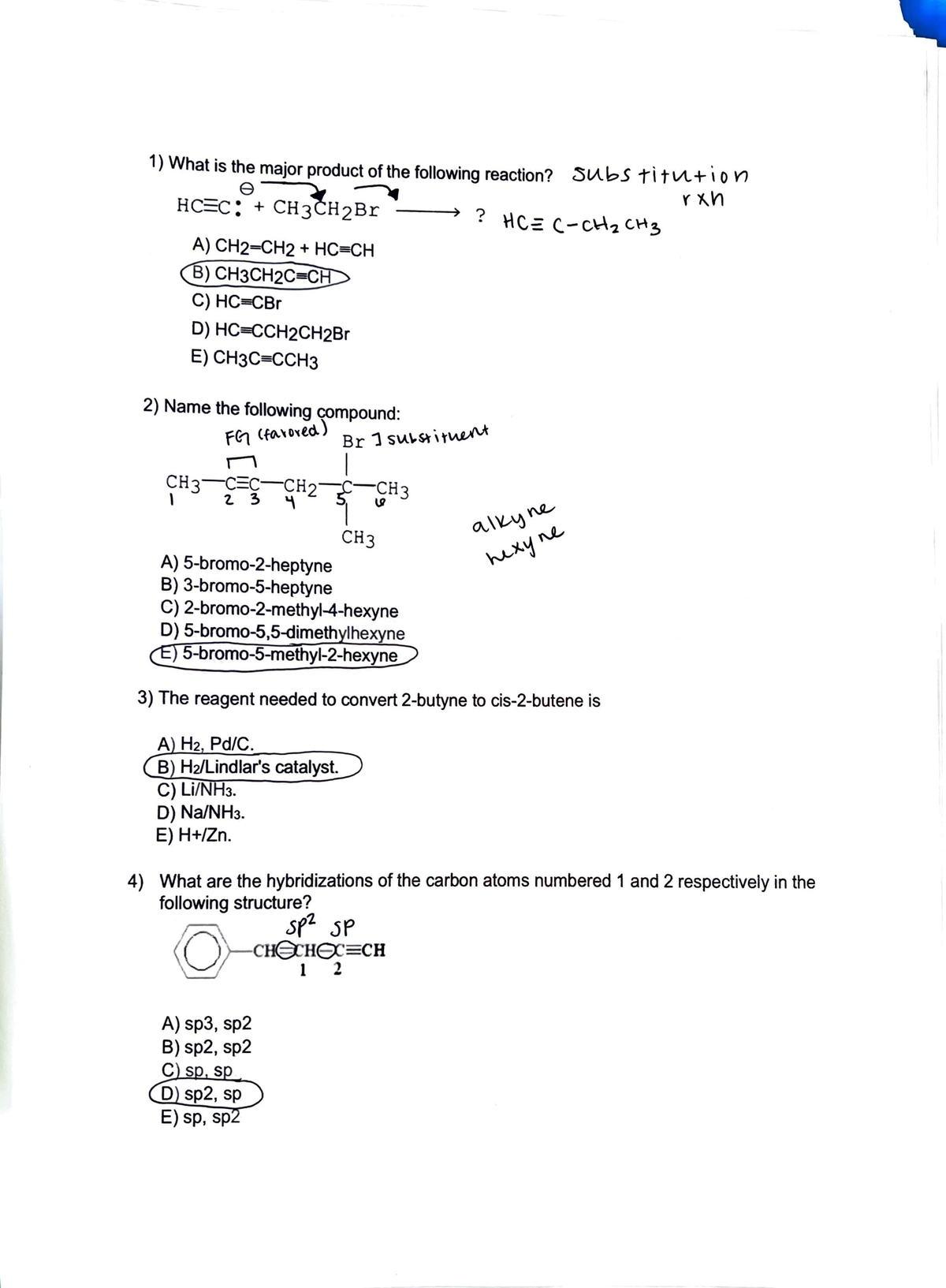 Chem 211 Practice Exam 4 - What Is The Major Product Of The Following ...