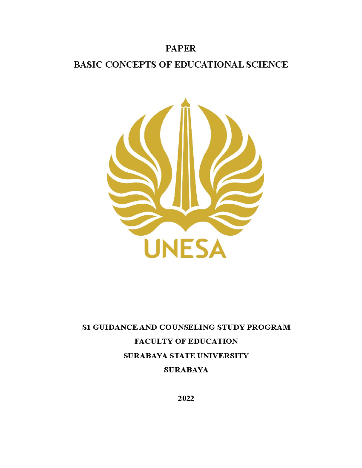 Basic Concepts Of Educational Science Paper Basic Concepts Of