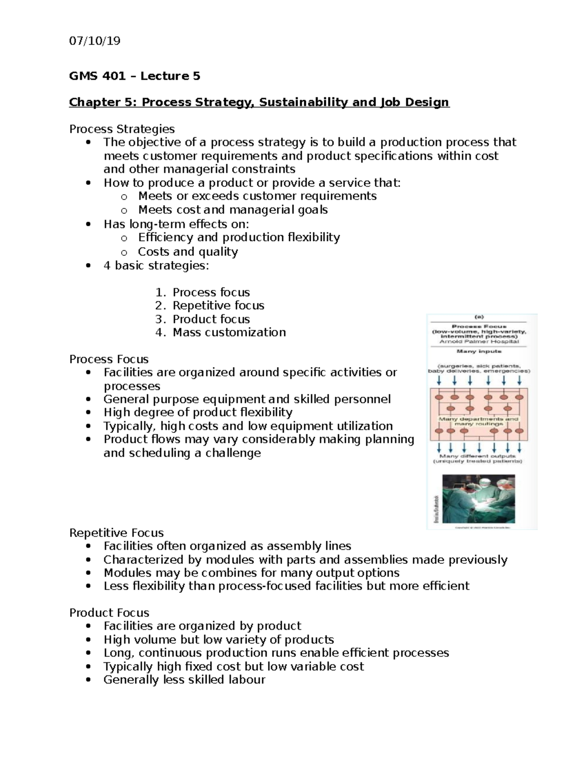 Lecture 5 - NOT Finished - GMS 401 – Lecture 5 Chapter 5: Process ...