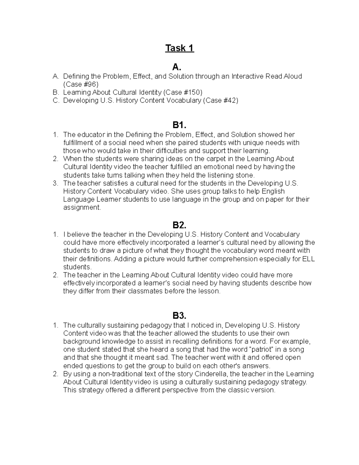 D090 Task 1 - Task 1 - Task 1 A. A. Defining the Problem, Effect, and