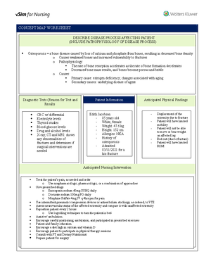 Sarah Lin V Sim Clinical Packet Wk 12 - CONCEPT MAP WORKSHEET DESCRIBE ...