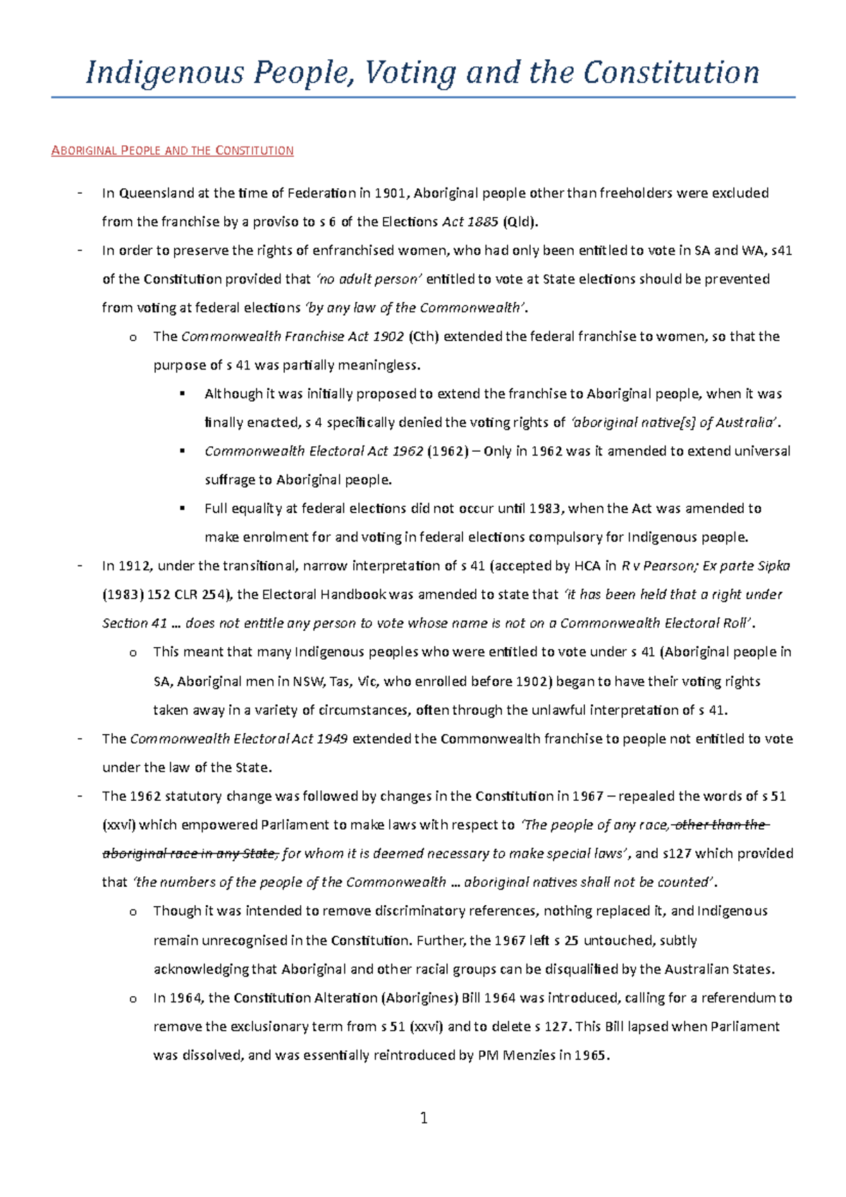 Indigenous People - Voting and the Constitution - Indigenous People ...