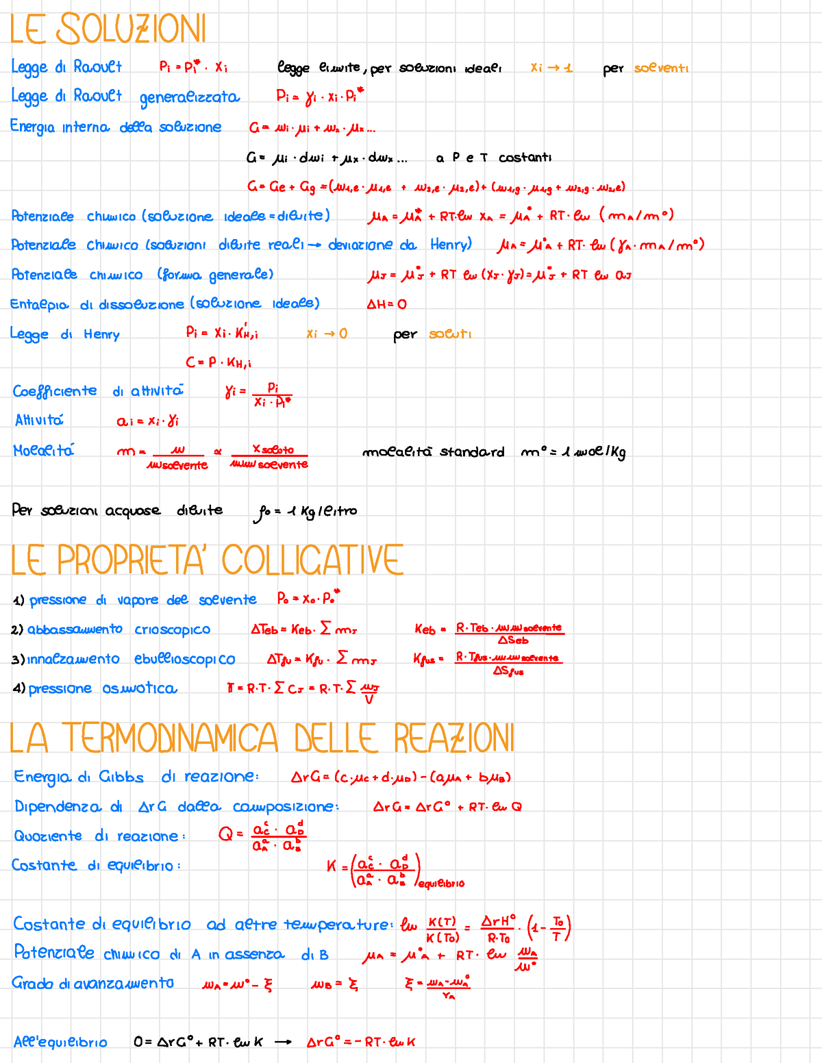 Formulario Chimica Fisica 2 - S Uv Legge Di Raoult P= B*. Xi Legge ...