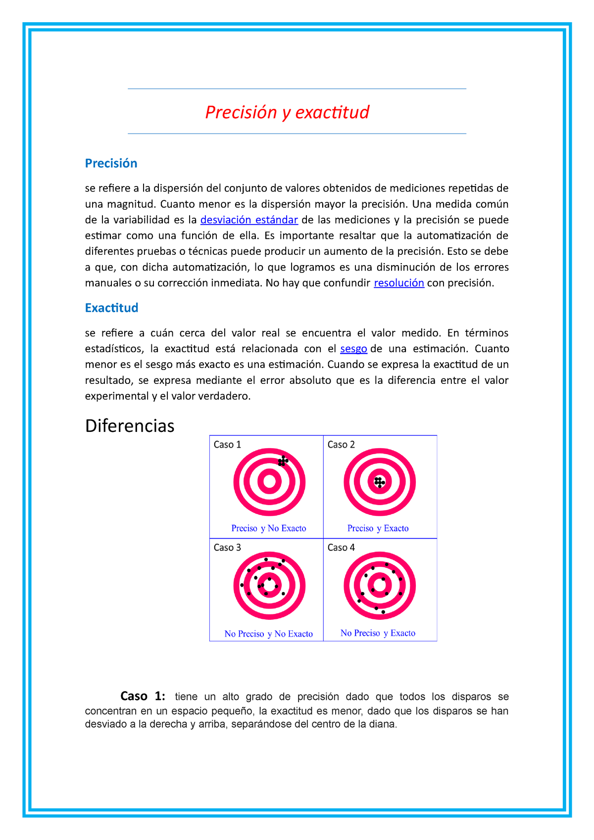 Precisi N Y Exactitud Precisi N Y Exactitud Precisi N Se Refiere A La