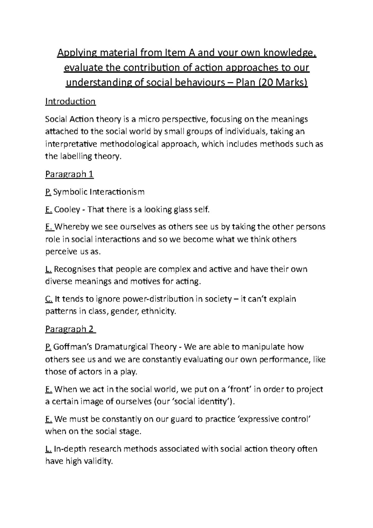 Economics 20 Mark Question Structure